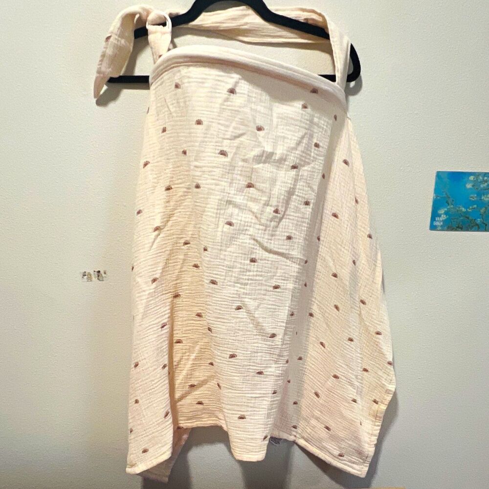 Blissful Diary Cotton Nursing Cover Beige/Brown Print Adjustable Neck Strap
